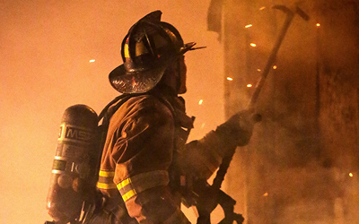 Fireman fighting a fire